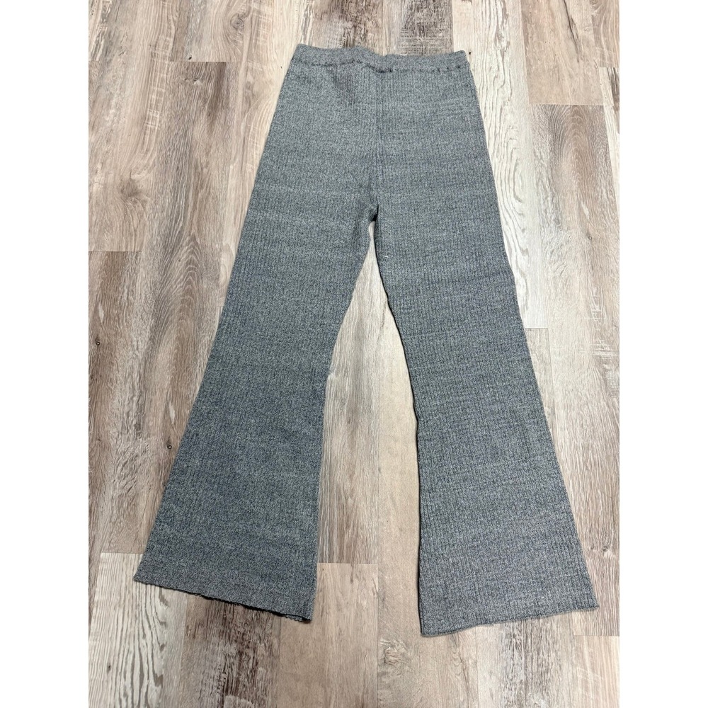 Anthropologie Gray Ribbed Flare Knit Track Pants